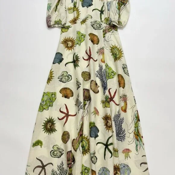 ALÉMAIS Sea Short-Sleeve Linen Midi Dress - Picture 2 of 16